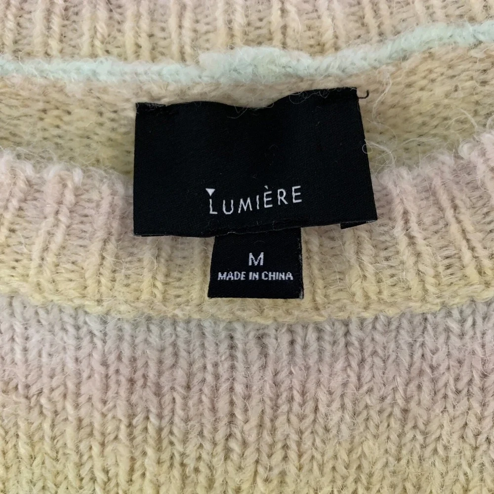 Lumiere Pastel Rainbow Striped Knit Sweater Soft Cozy‎ Pullover Medium
